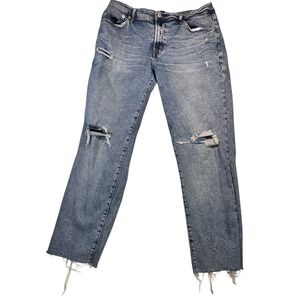 GAP Girlfriend Jeans Light Wash Distressed Frayed Hem Denim Women Size‎ 31